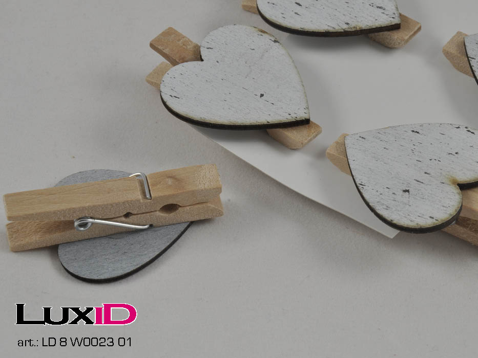 Wooden heart natural 01 wit 3,4cm (8pc)